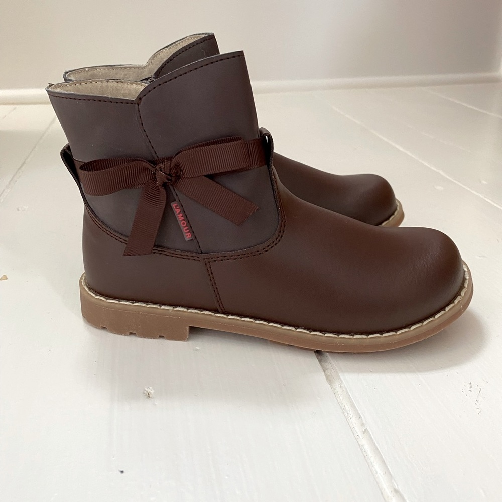 🤎 Girls BNWOT L’Amour brown bow boots - 13 🤎